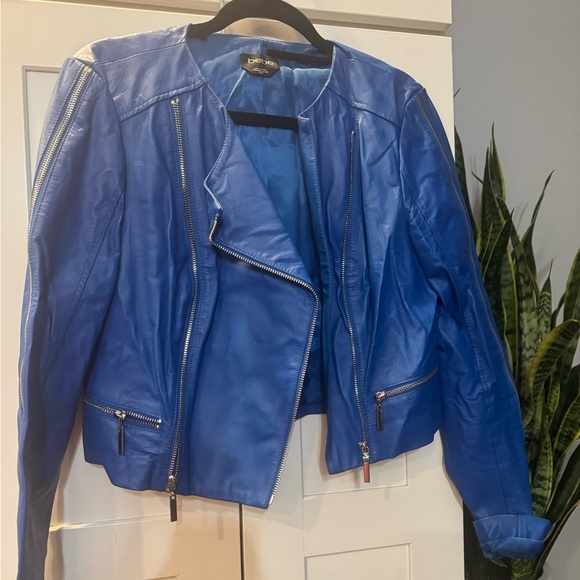 BEBE blue leather jacket - Picture 2 of 3